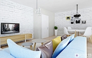 Moderný interiér obývačky, návrh a vizualizácia