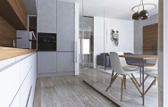 Návrh modernej kuchyne s obývačkou a sklenenými dverami I PRUNUS štúdio